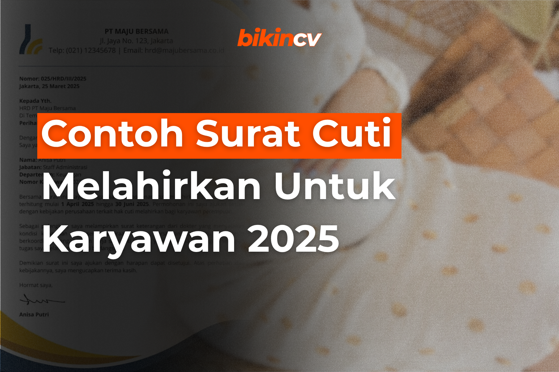 Contoh Surat Cuti Melahirkan Untuk Karyawan 2025