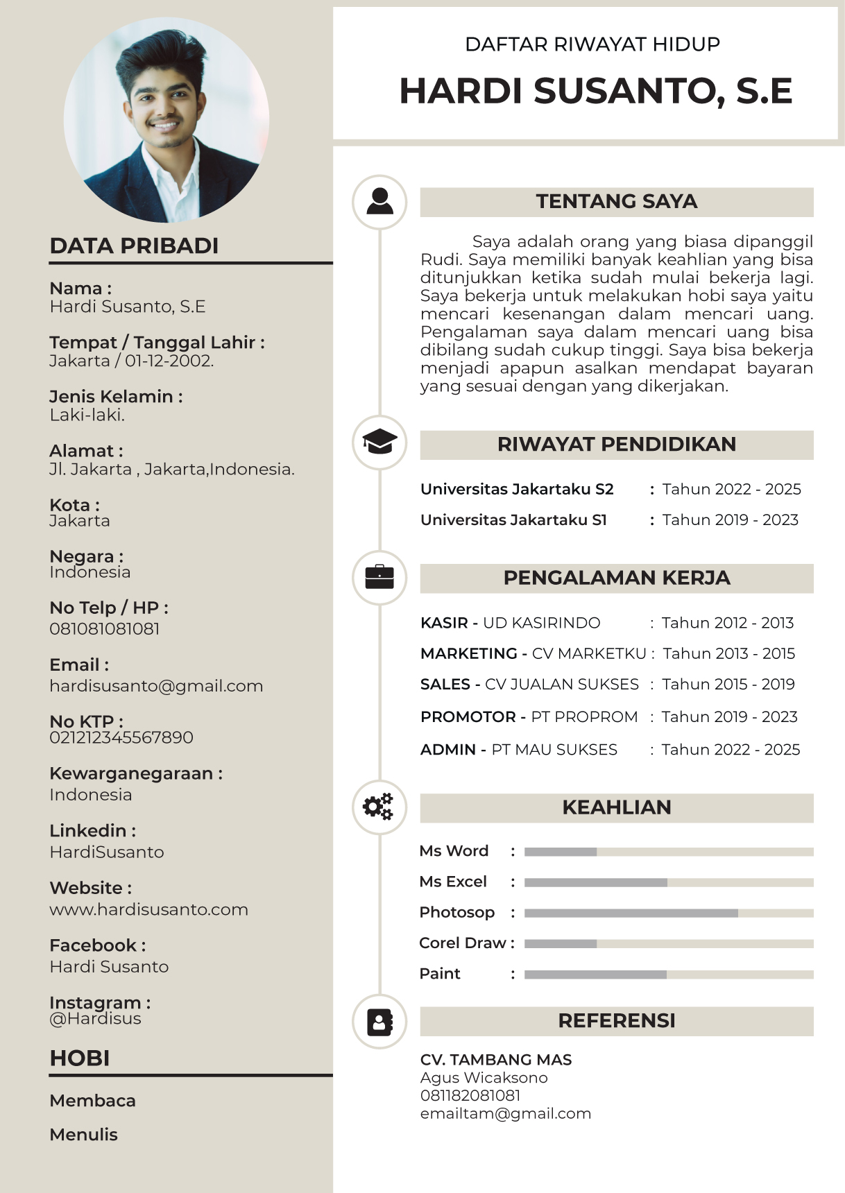 Contoh cv lamaran kerja yang baik dan benar