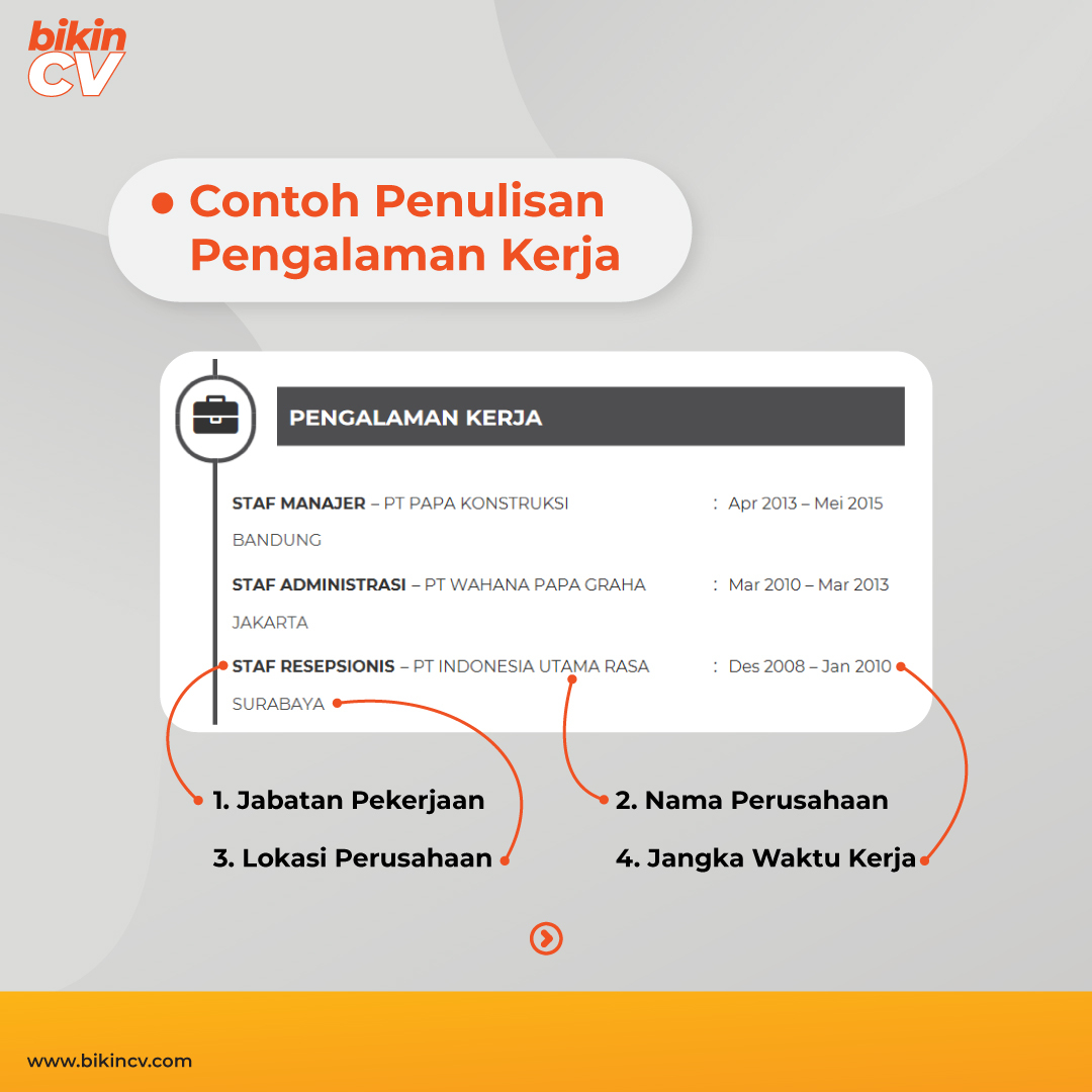 Urutan Pengalaman Kerja Di Cv IMAGESEE