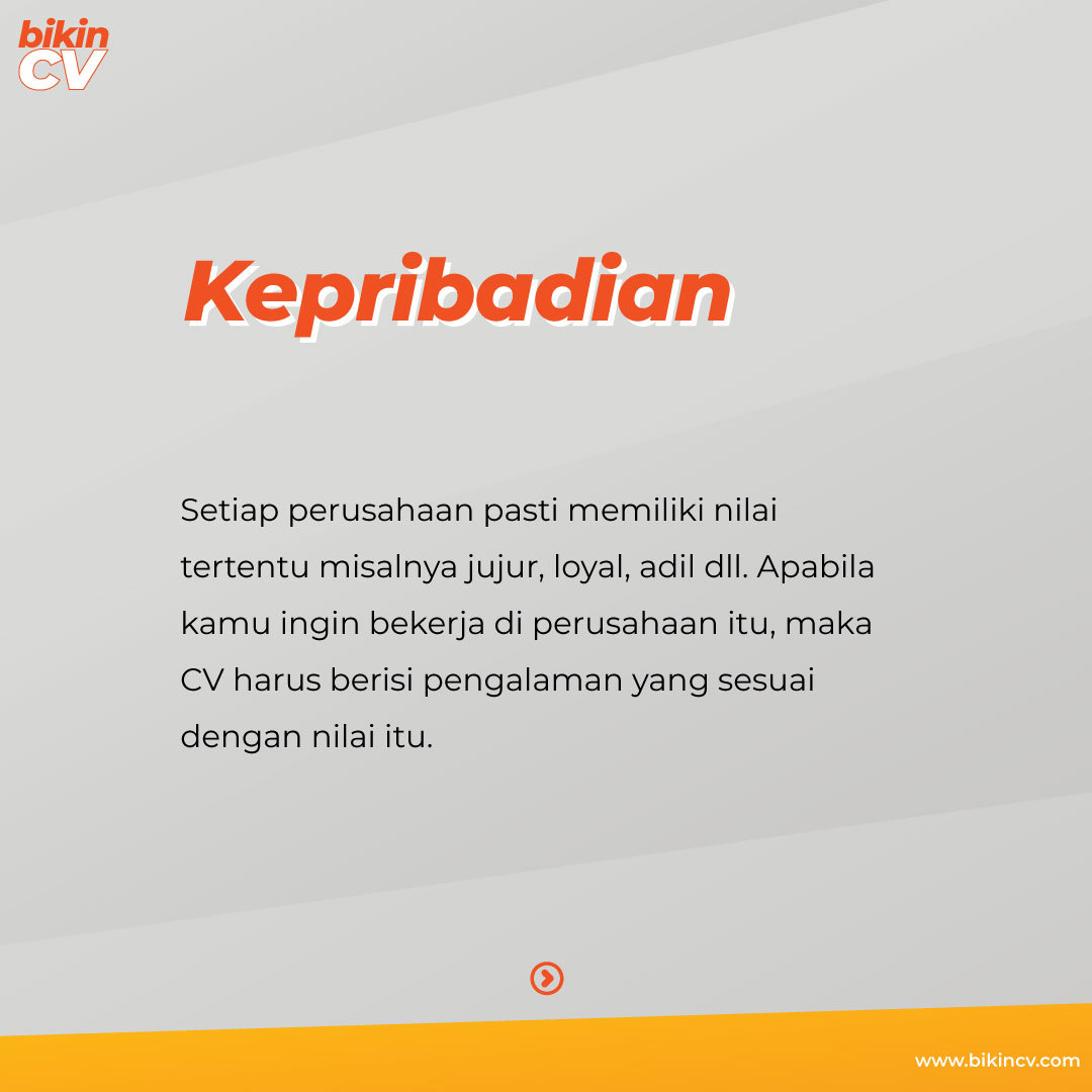 Penjelasan Singkat Tentang Kepribadian Pada CV