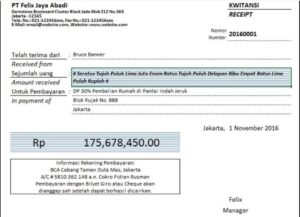 Contoh Kwitansi Pembayaran, Pembelian Untuk Transaksi Jual Beli