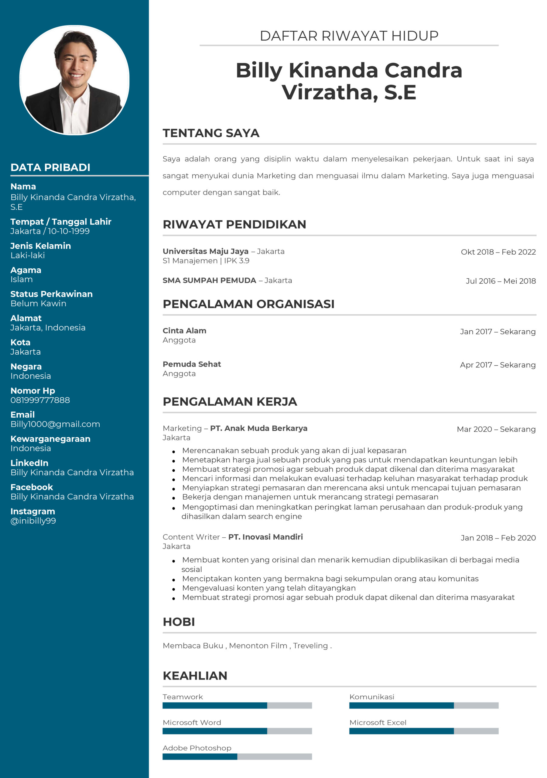 Contoh CV Marketing Agar Mendapat Perhatian HRD