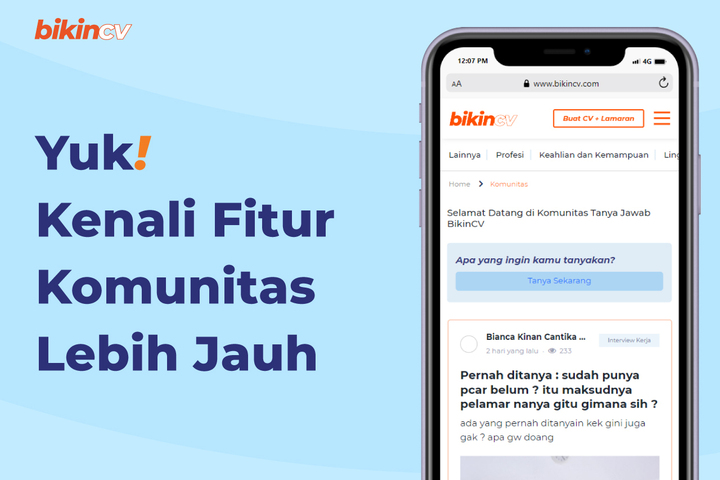 Fitur Komunitas BikinCV - Tempat Bertanya dan Berb Pengalaman Kerja