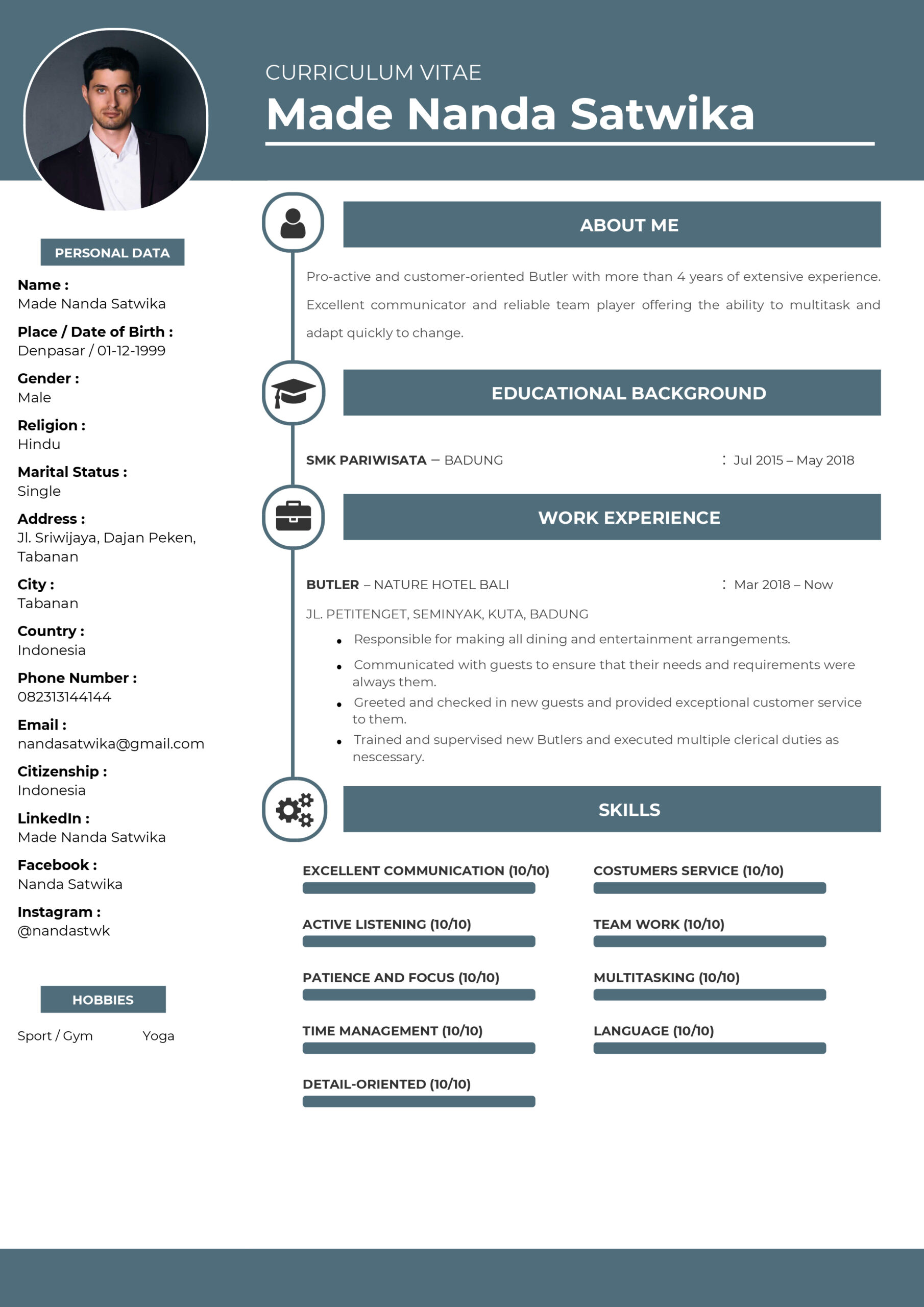 Contoh CV Butler Template Stylish