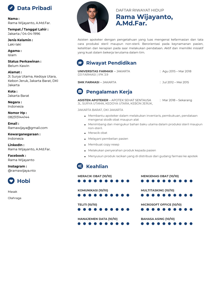 Contoh CV Asisten Apoteker dan Tips Membuatnya