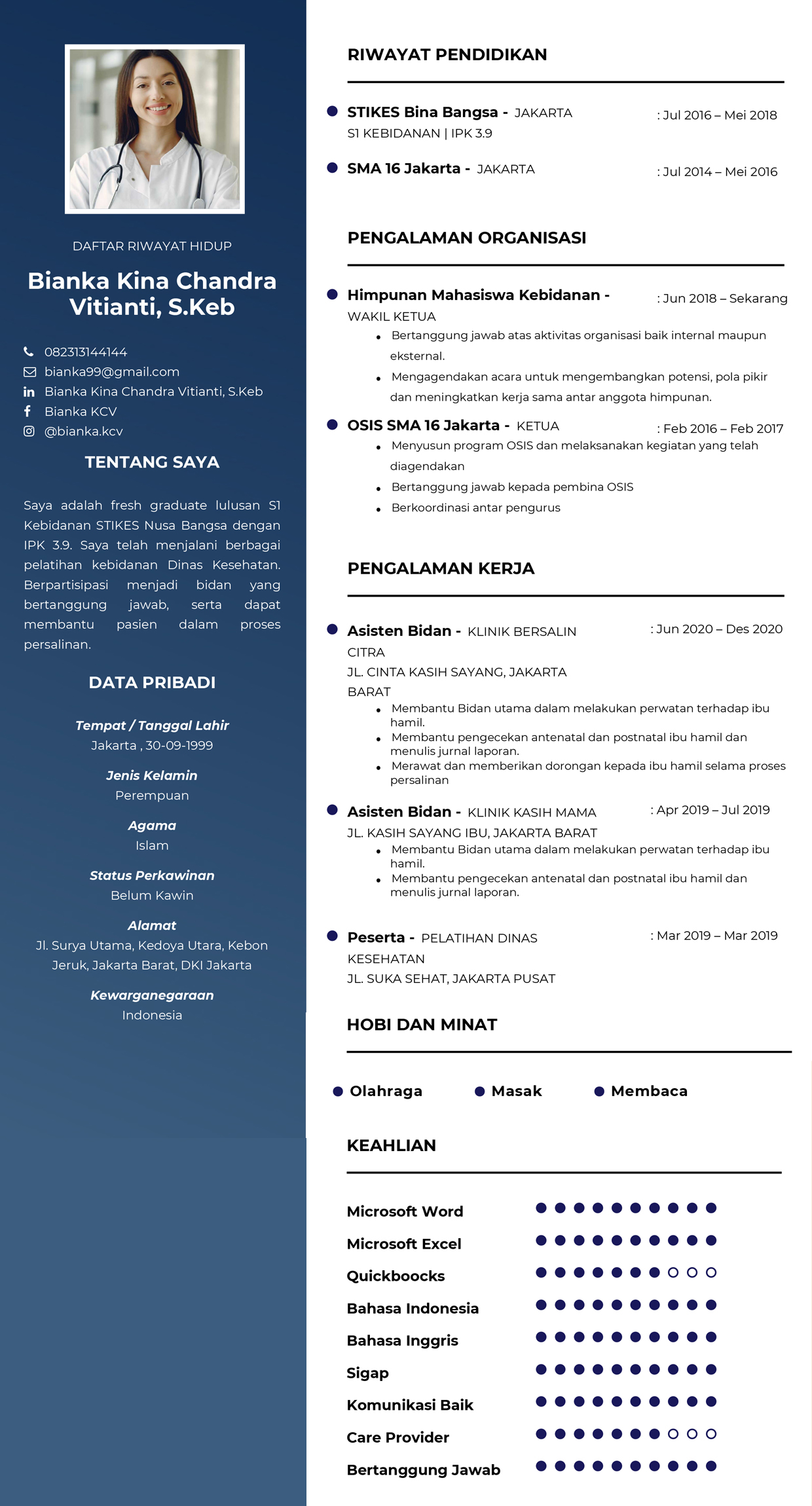 Template CV Bidan - Blue Grad - BikinCV