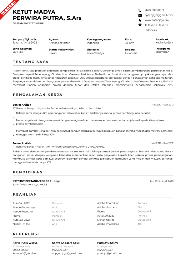 Contoh CV Arsitek Untuk Melamar Kerja 2025 Blog BikinCV