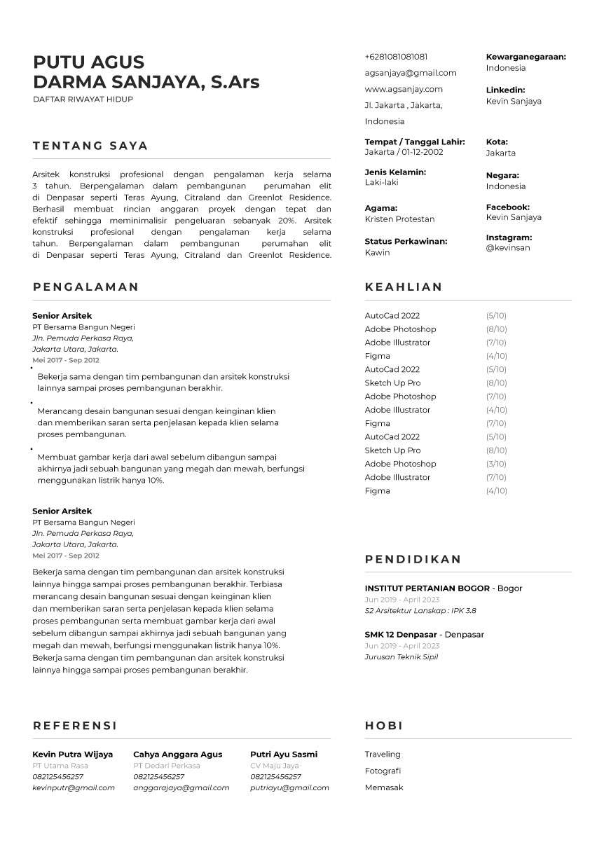 Template CV Pemuteran ATS Friendly