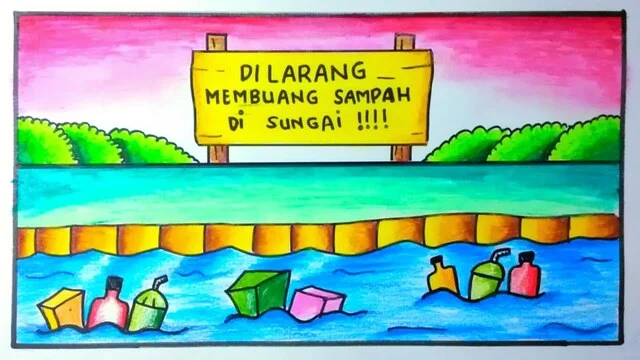 Poster Dilarang Membuang Sampah di Sungai