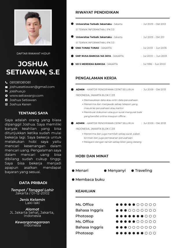 Template CV Black Grad