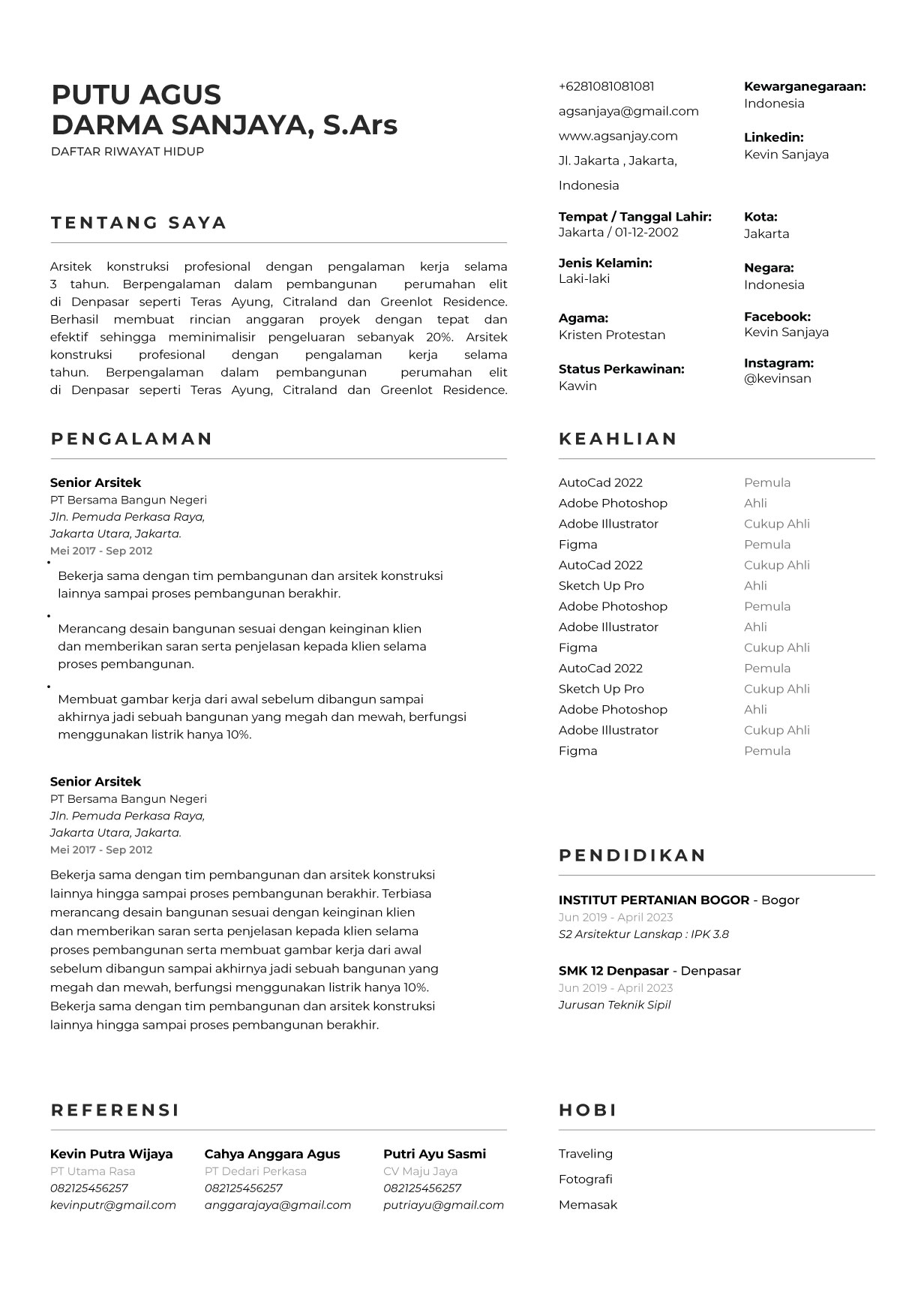 Template CV Pemuteran