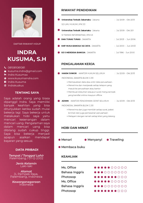 Template CV Red Grad