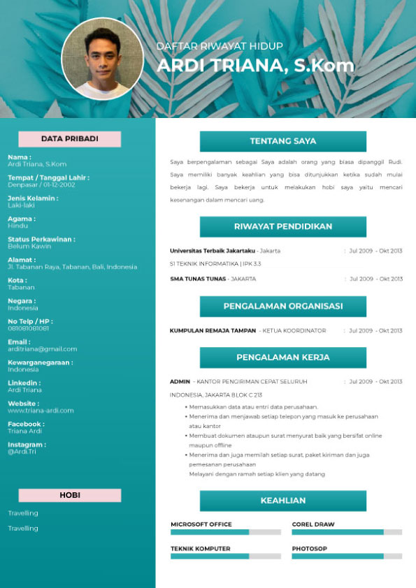 Template CV Tropical Kailano