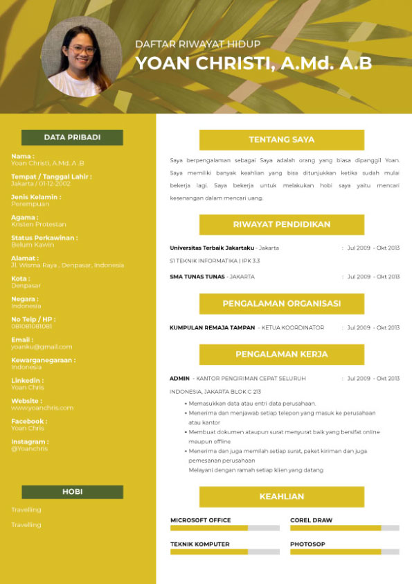 Template CV Tropical Luana