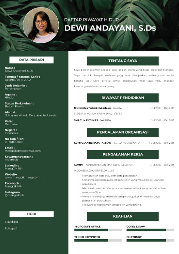 Template CV Tropical