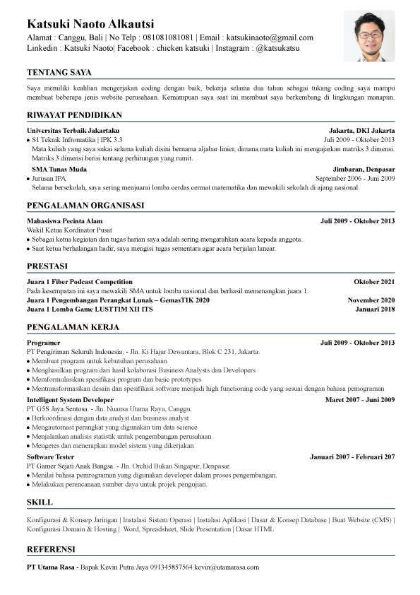 Template CV Tulamben