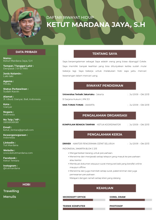 Template CV Wild Army