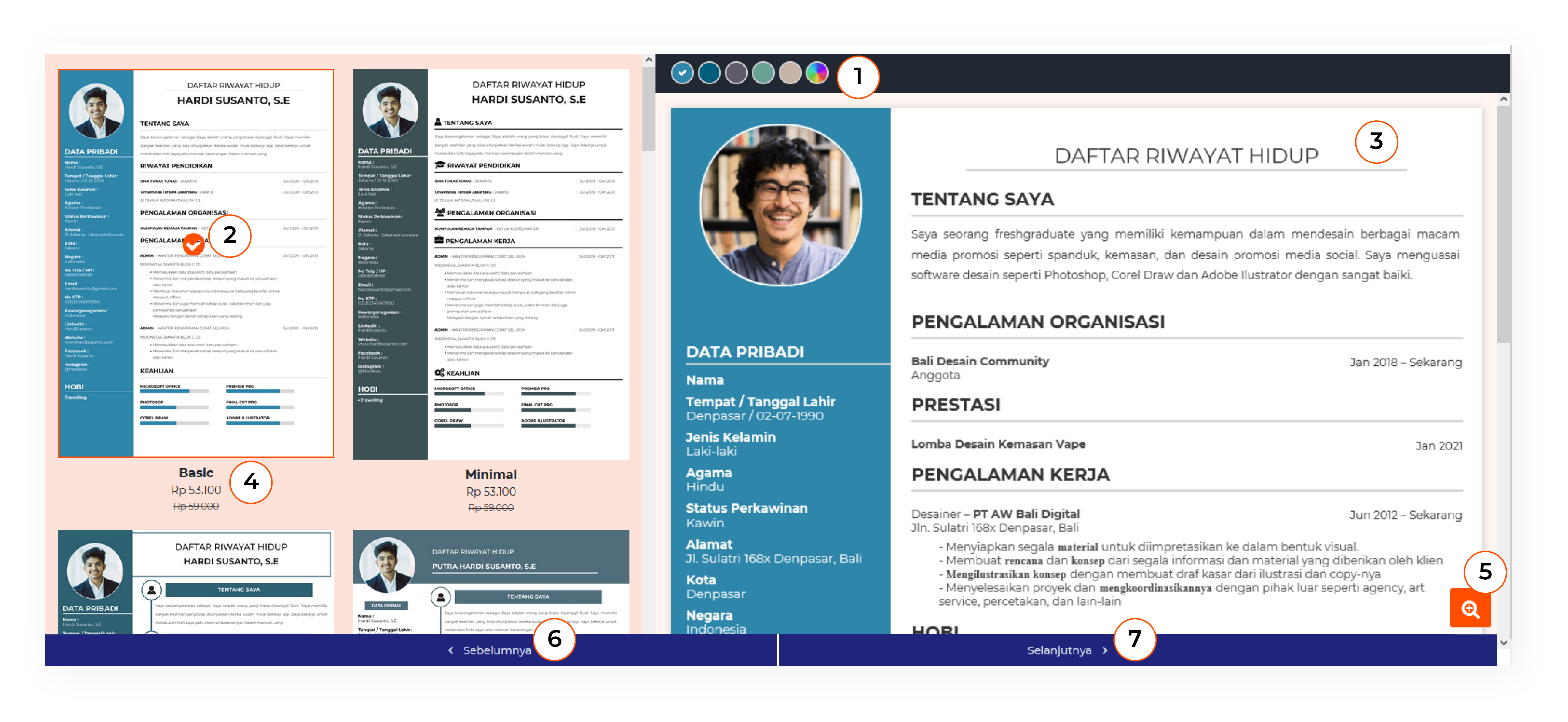 Memilih Template CV