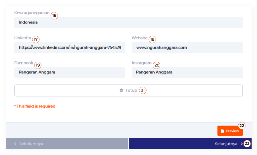 Mengisi Formulir Data Diri Selanjutnya