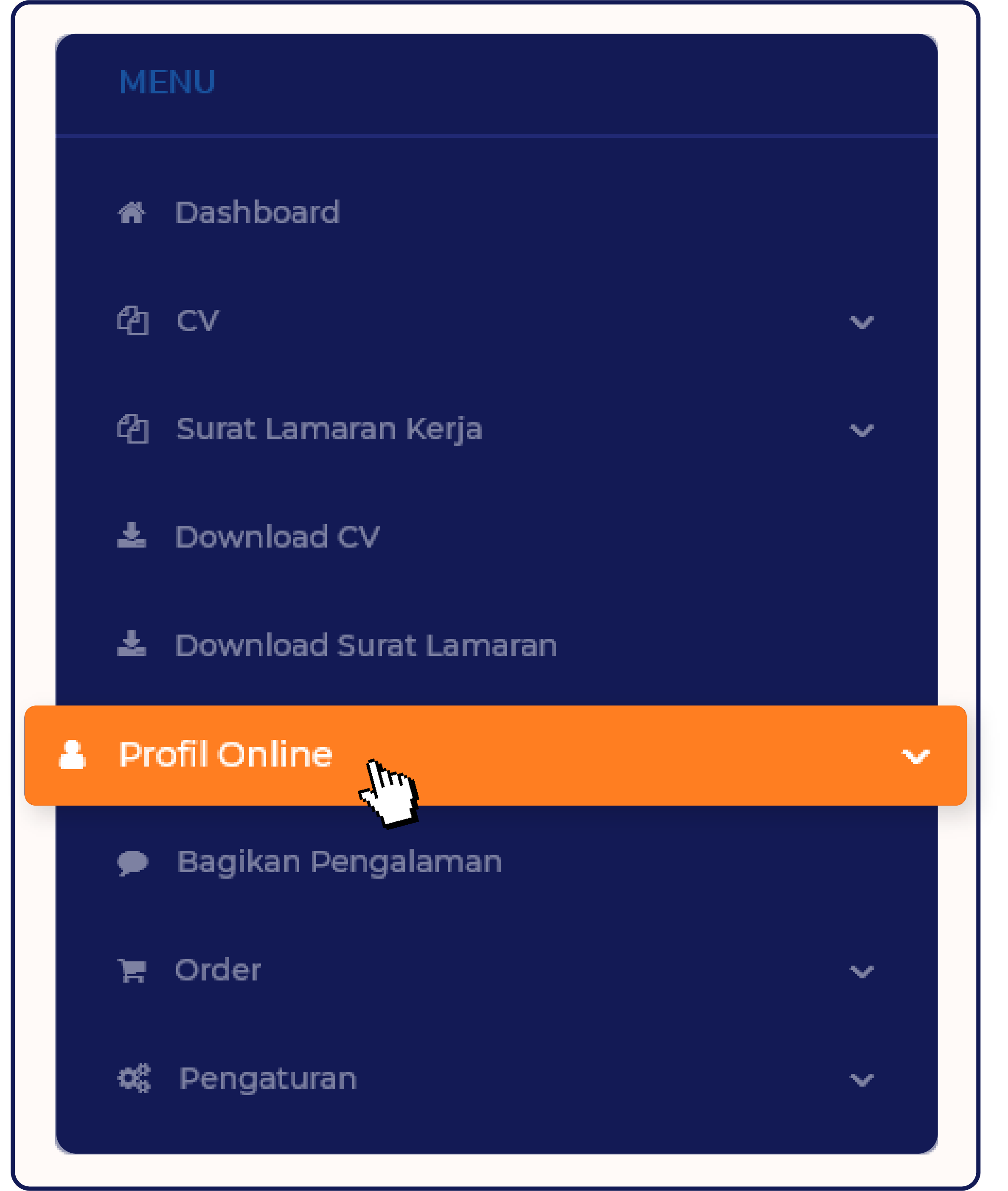 5. Pada dashboard kamu bisa klik profil online pada bagian menu